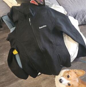 Black Deloitte Zip-Up Textured Long Sleeve Corporate Core Jacket